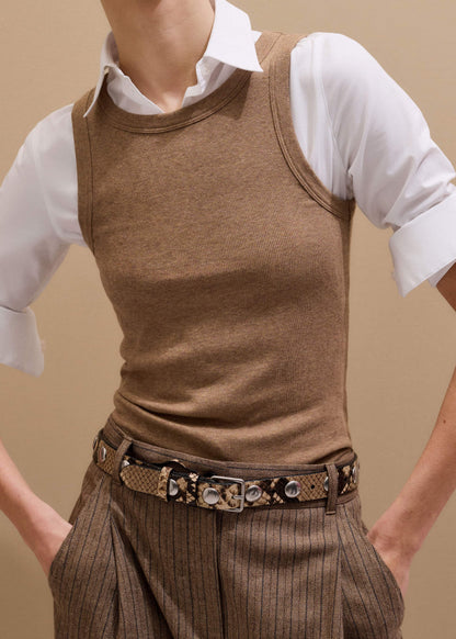 ME+EM Clothing Camel Brown Ultimate Crew Neck Tank