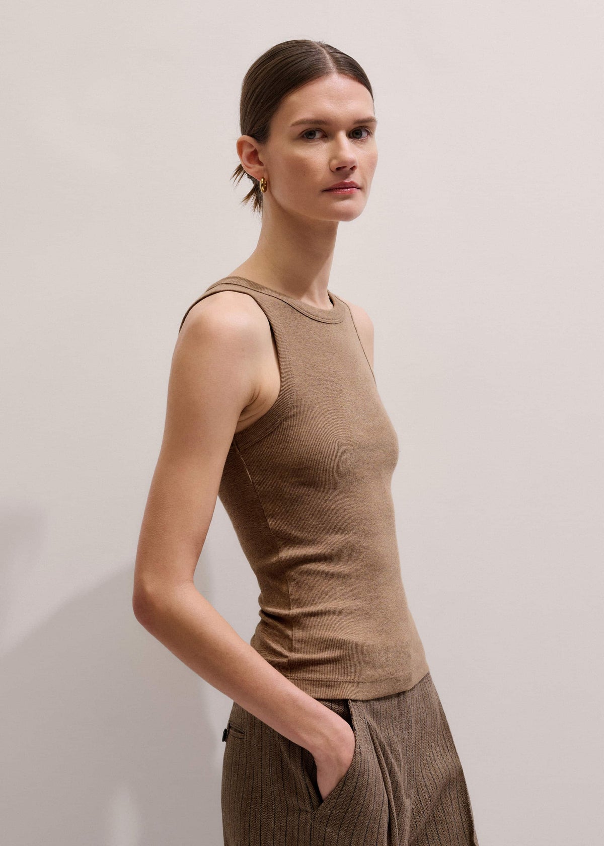 ME+EM Clothing Camel Brown Ultimate Crew Neck Tank