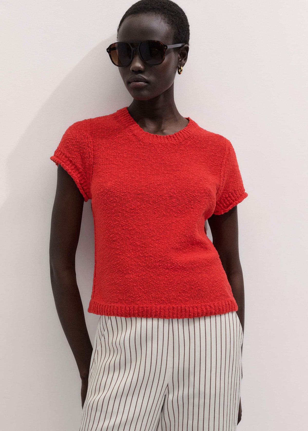 ME+EM Clothing Red Bouclé Straight Baby Tee