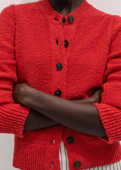 ME+EM Clothing Red Bouclé Straight Knit Cardigan