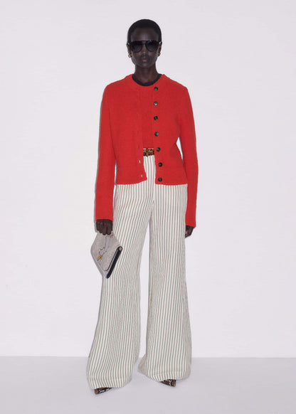 ME+EM Clothing Red Bouclé Straight Knit Cardigan