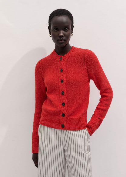 ME+EM Clothing Red Bouclé Straight Knit Cardigan