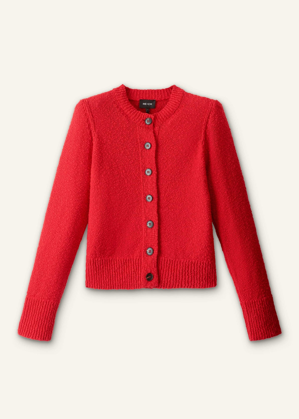 ME+EM Clothing Red Bouclé Straight Knit Cardigan