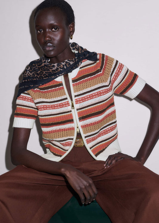 ME+EM Clothing Cinnamon Brown Double Zip Knit Tee