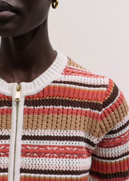 ME+EM Clothing Cinnamon Brown Double Zip Knit Tee
