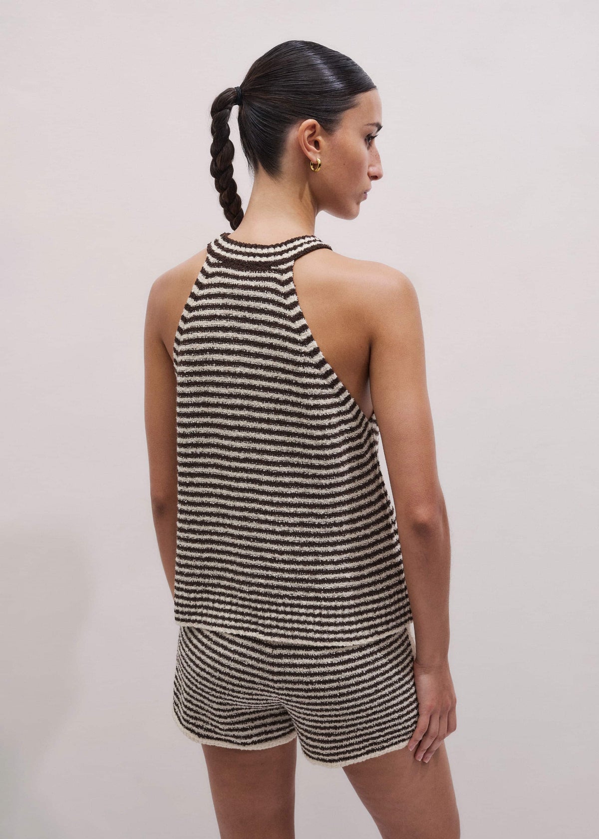 ME+EM Clothing Brown Stripe Halterneck Tank