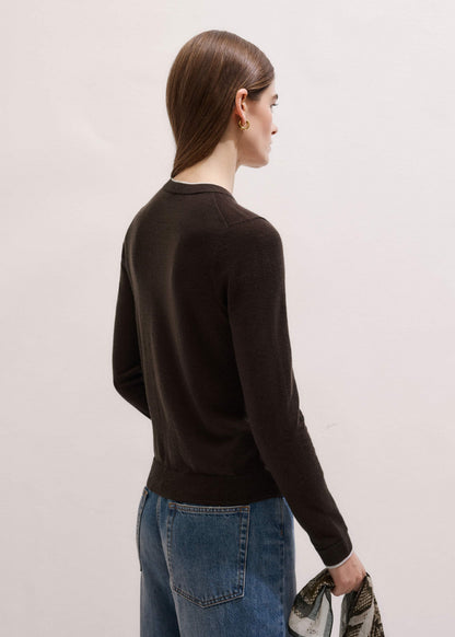 ME+EM Clothing Brown Barely There Contrast Slim Cardigan