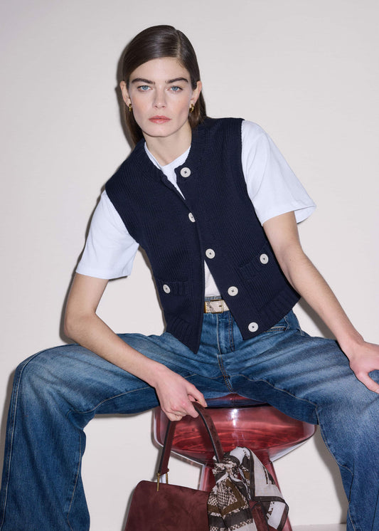 ME+EM Clothing Navy Straight Crop Vest