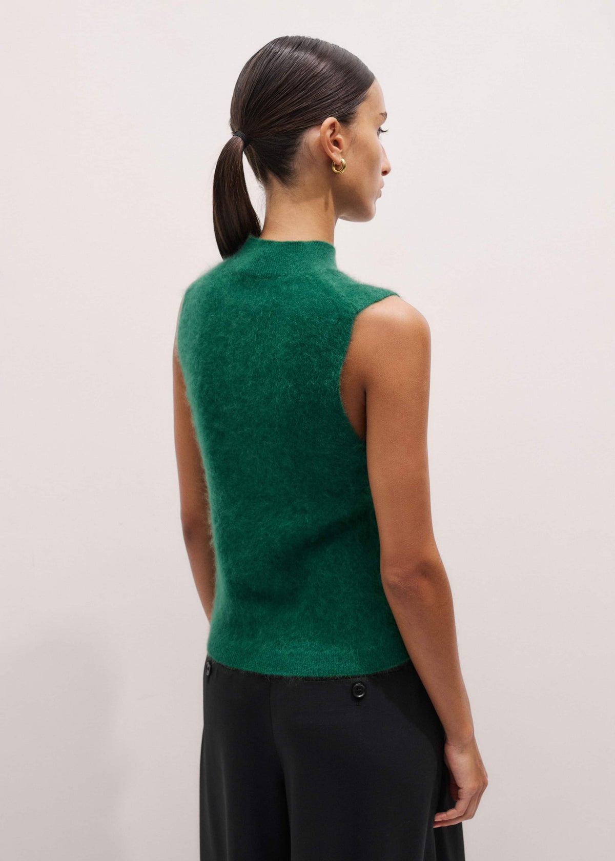 ME+EM Clothing Green Brushed Cashmere High Neck Slim Sweater Vest