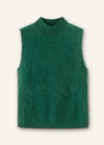 ME+EM Clothing Green Brushed Cashmere High Neck Slim Sweater Vest