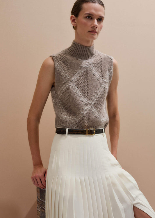 ME+EM Clothing Brown Merino Statement Textured Argyle Sweater Vest
