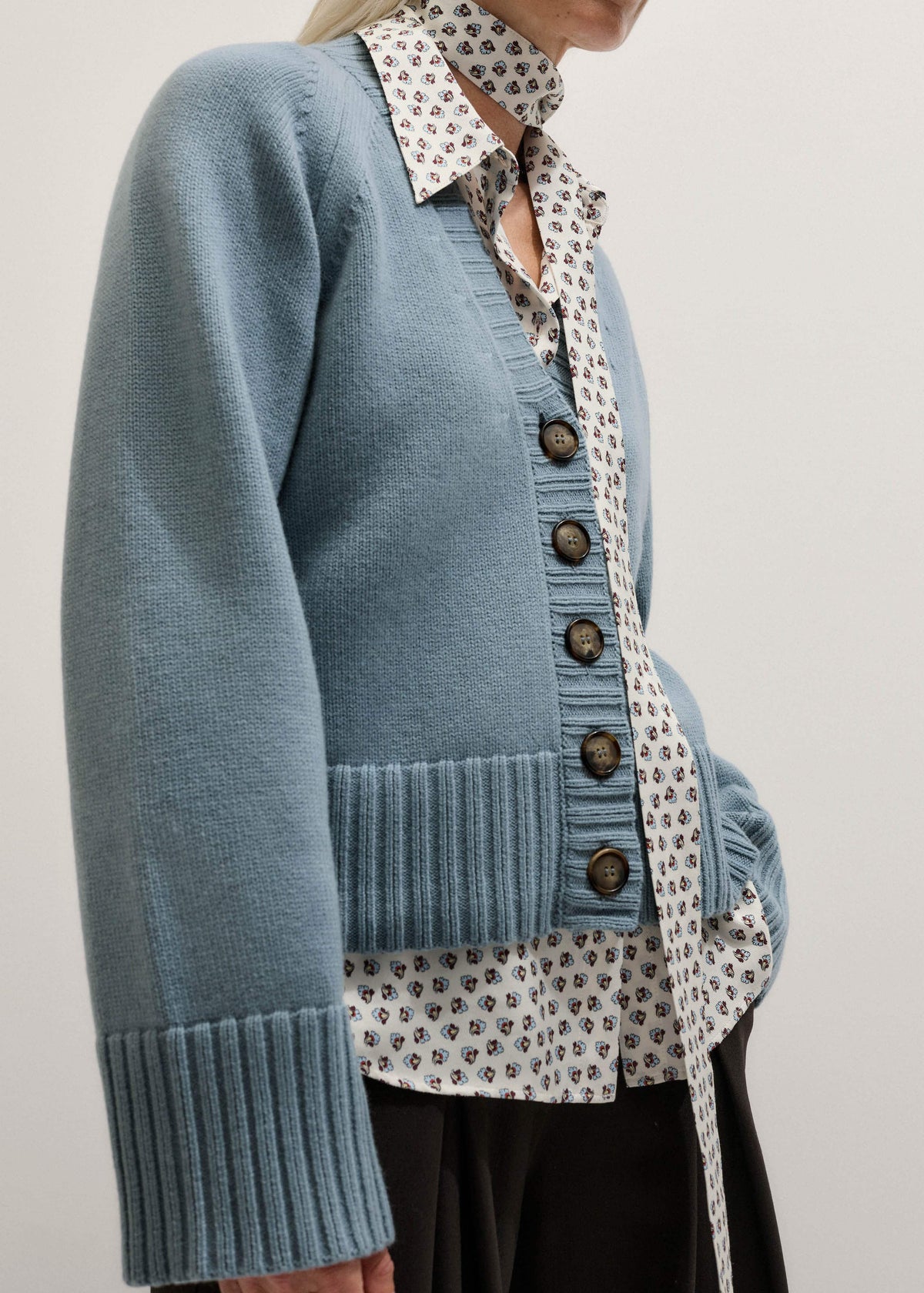 ME+EM Clothing Blue V-Neck Relaxed Raglan Cardigan
