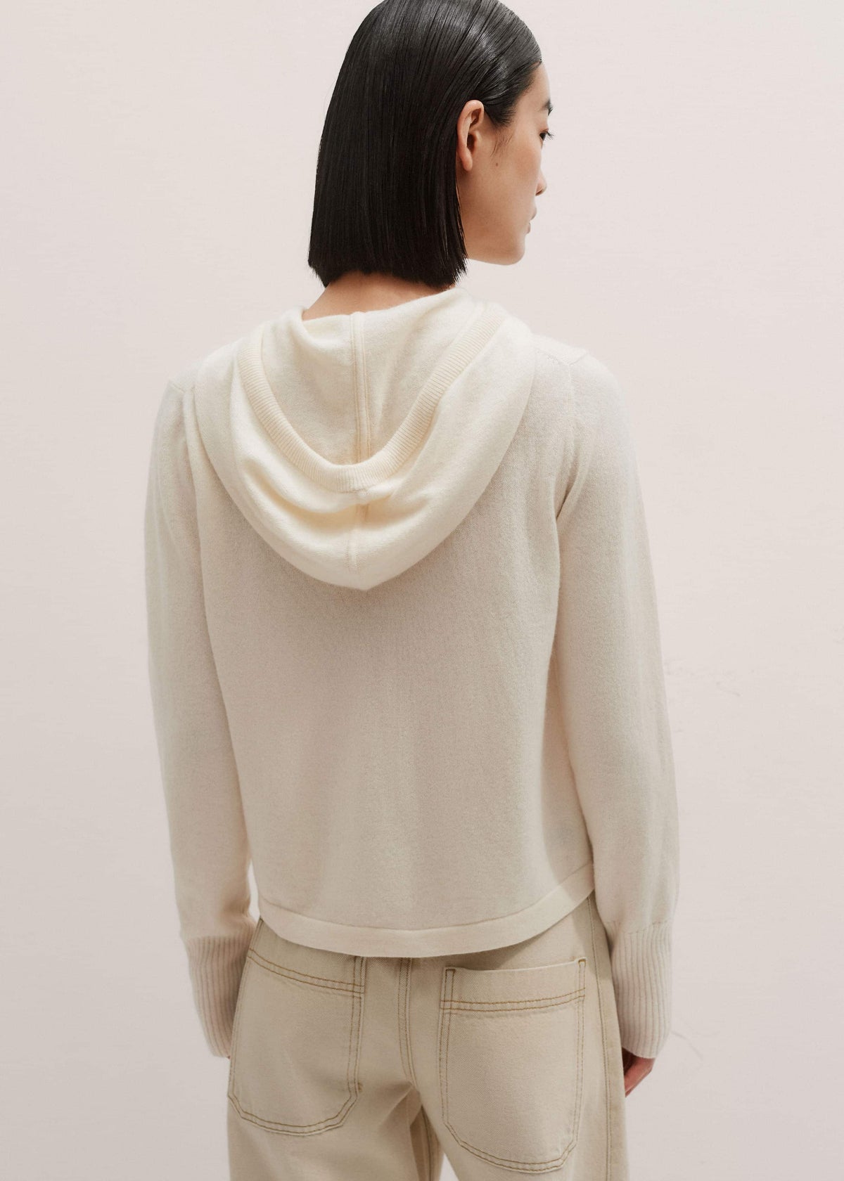 ME+EM Clothing Cream Cashmere Relaxed Fit Box Zip Hoody