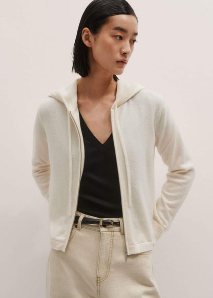 ME+EM Clothing Cream Cashmere Relaxed Fit Box Zip Hoody