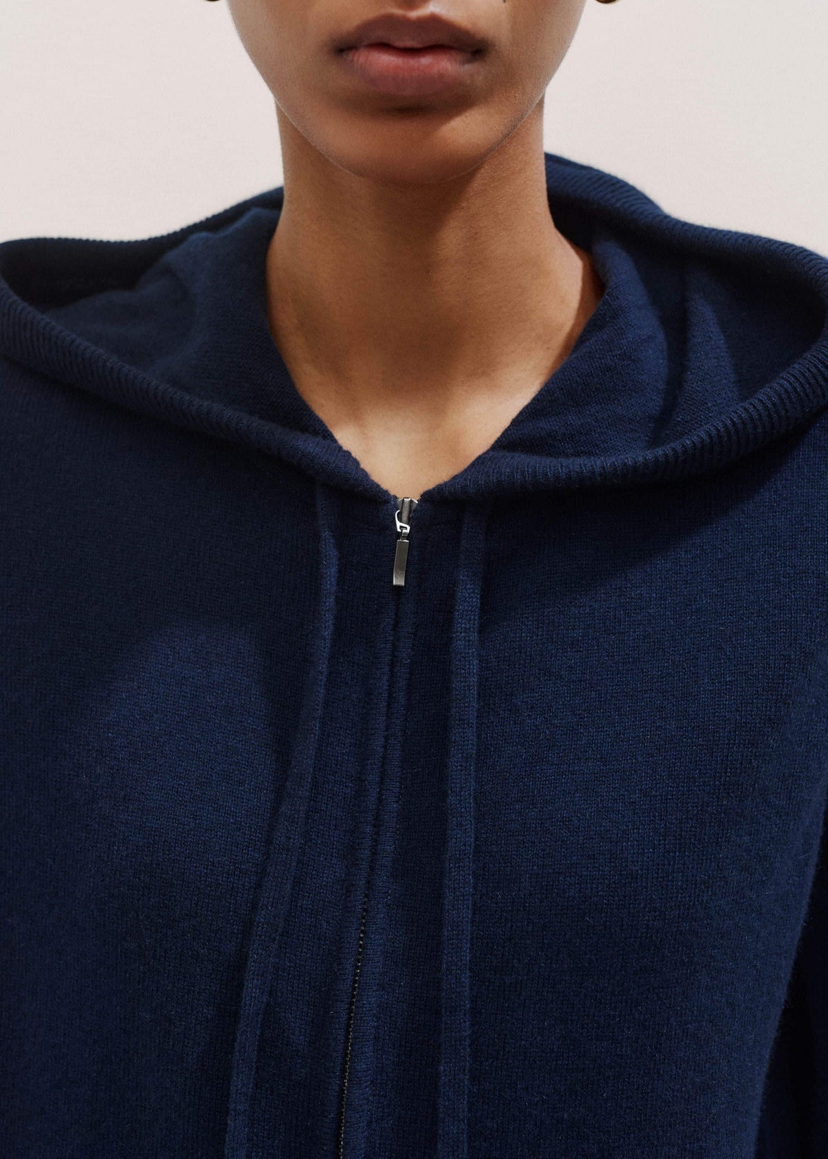 ME+EM Clothing Navy Cashmere Relaxed Fit Box Zip Hoodie