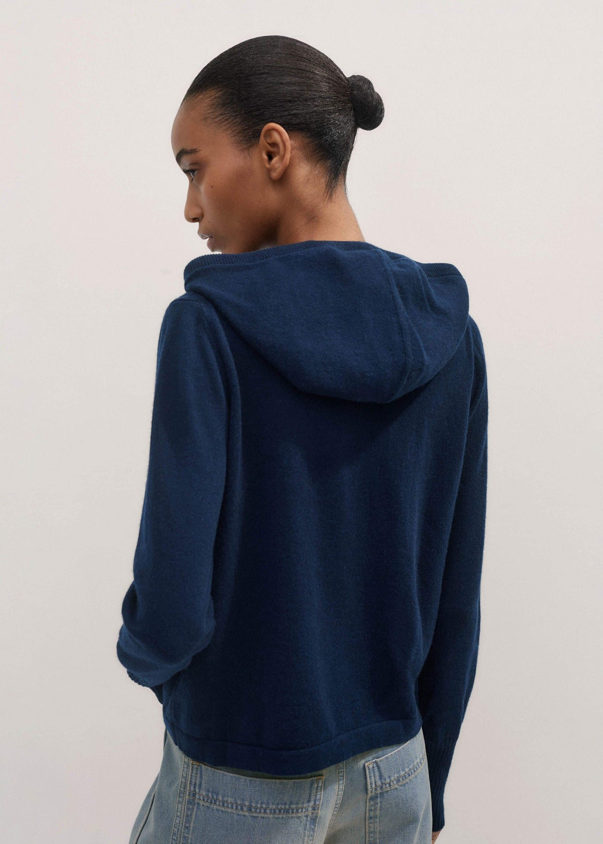 ME+EM Clothing Navy Cashmere Relaxed Fit Box Zip Hoodie