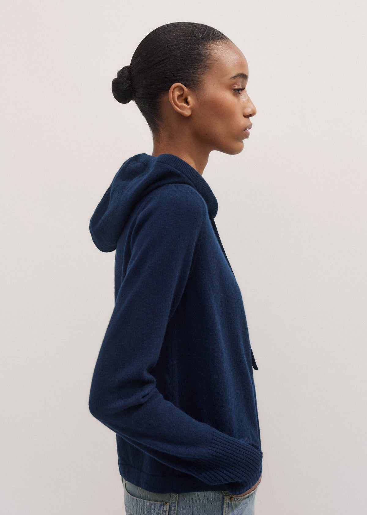ME+EM Clothing Navy Cashmere Relaxed Fit Box Zip Hoodie