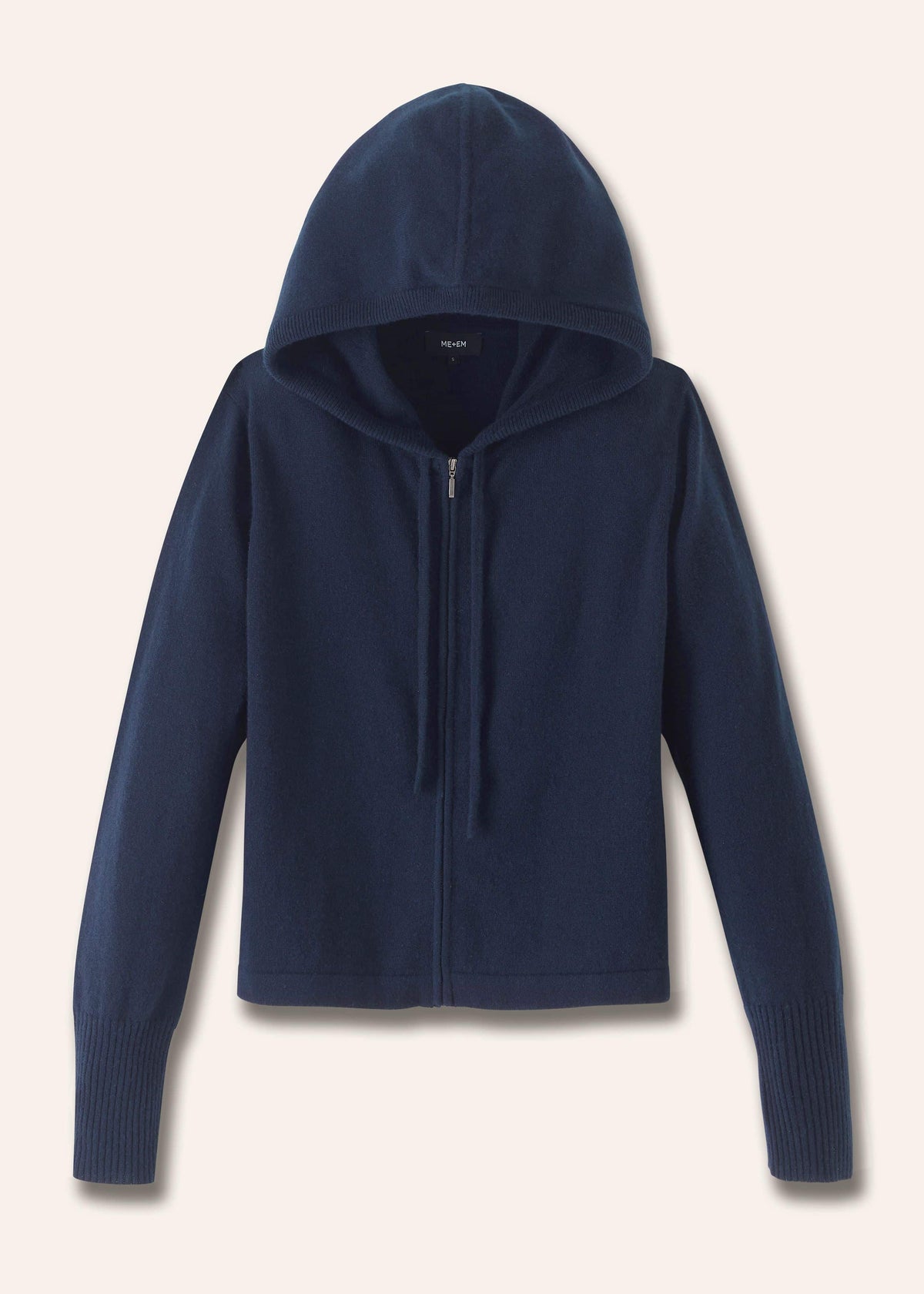 ME+EM Clothing Navy Cashmere Relaxed Fit Box Zip Hoodie