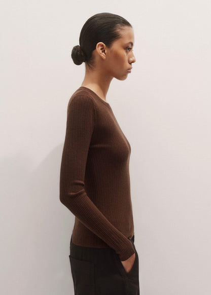 ME+EM Clothing Brown Barely There Sweater