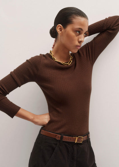 ME+EM Clothing Brown Barely There Sweater