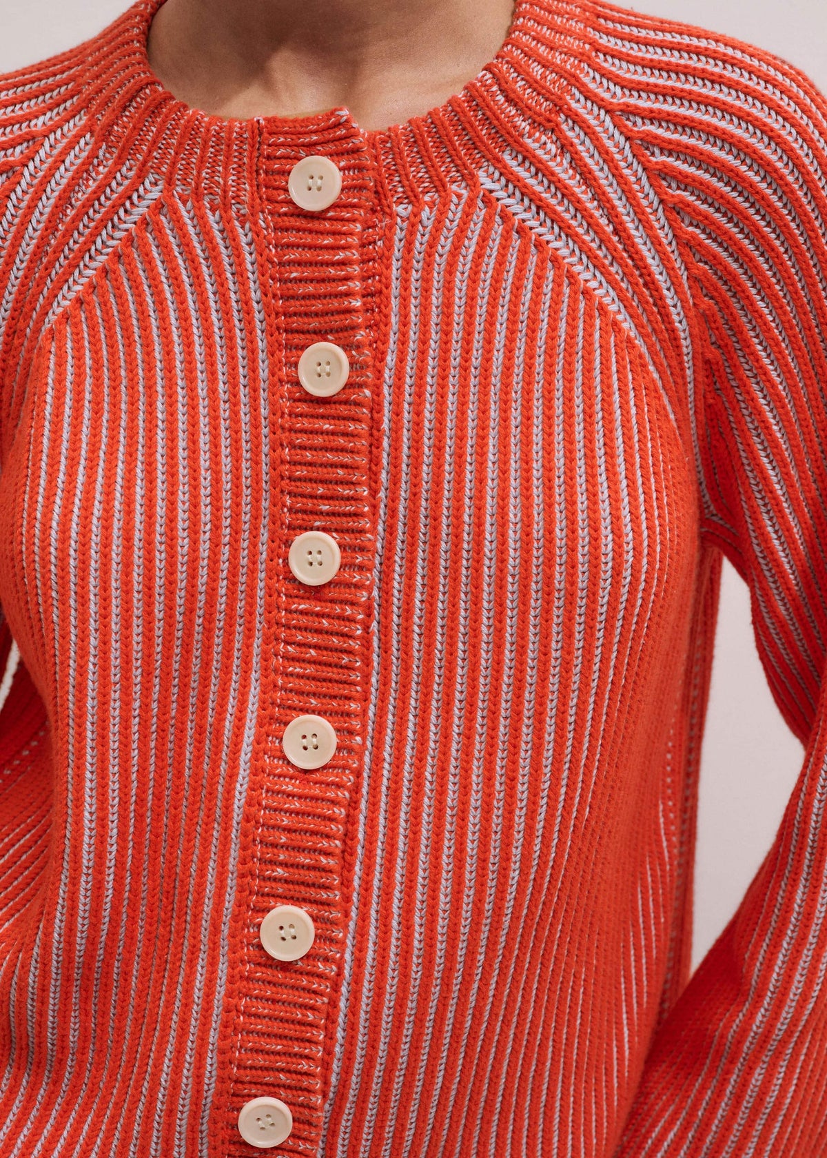ME+EM Clothing Orange Contrast Rib Straight Cardigan