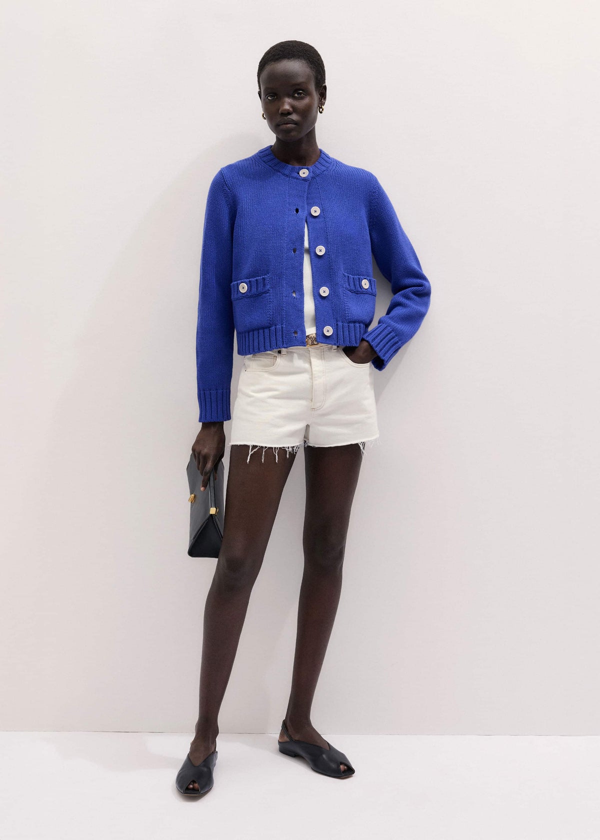 ME+EM Clothing Deep Blue Straight Crop Cardigan