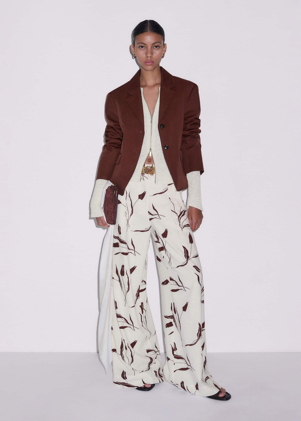 ME+EM Clothing Cream Double Zip Cardigan