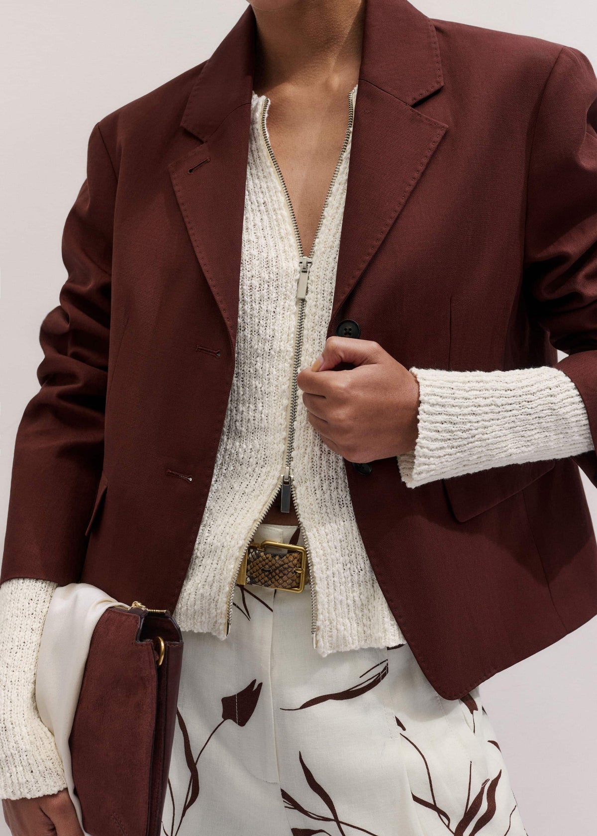 ME+EM Clothing Cream Double Zip Cardigan