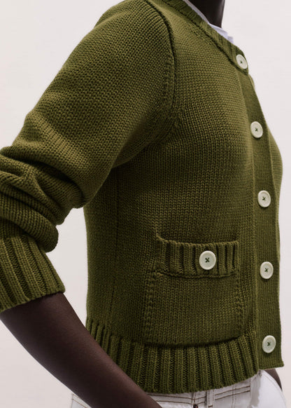ME+EM Clothing Olive Green Straight Crop Cardigan