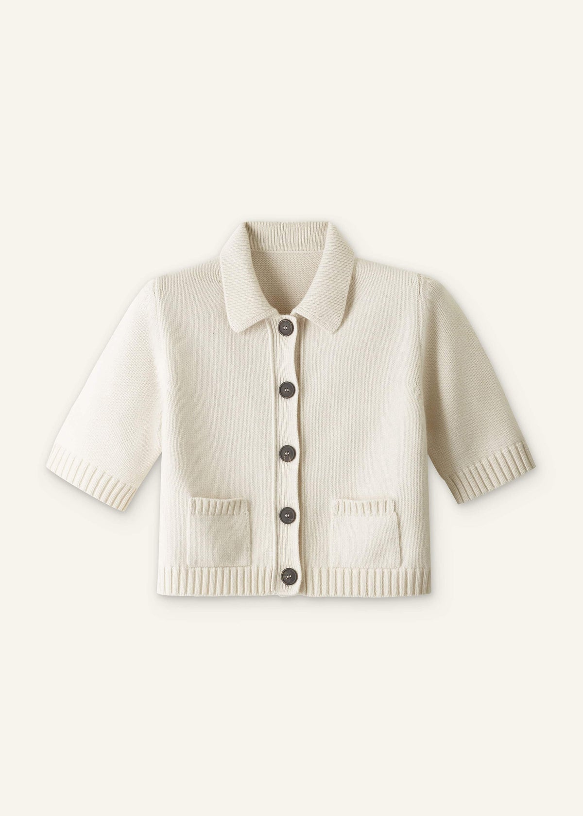 ME+EM Clothing Cream Merino Cashmere Cropped Knit Jacket