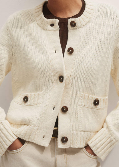 ME+EM Clothing Cream Bracelet Sleeve Cropped Cardigan