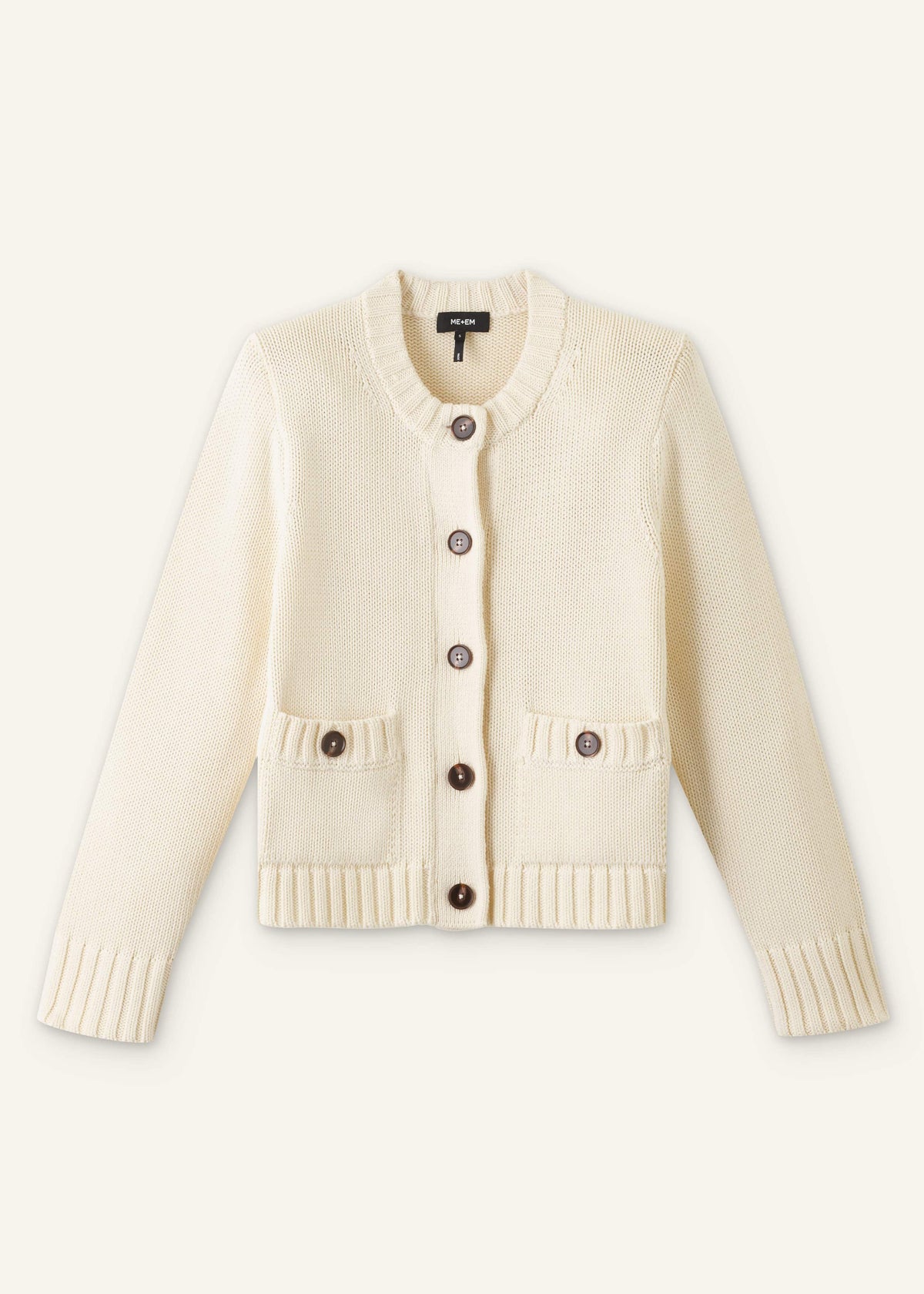 ME+EM Clothing Cream Bracelet Sleeve Cropped Cardigan