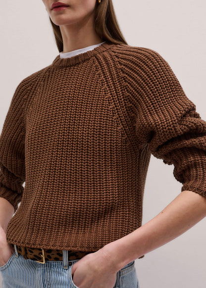 ME+EM Clothing Brown Chunky Cotton Raglan Sweater