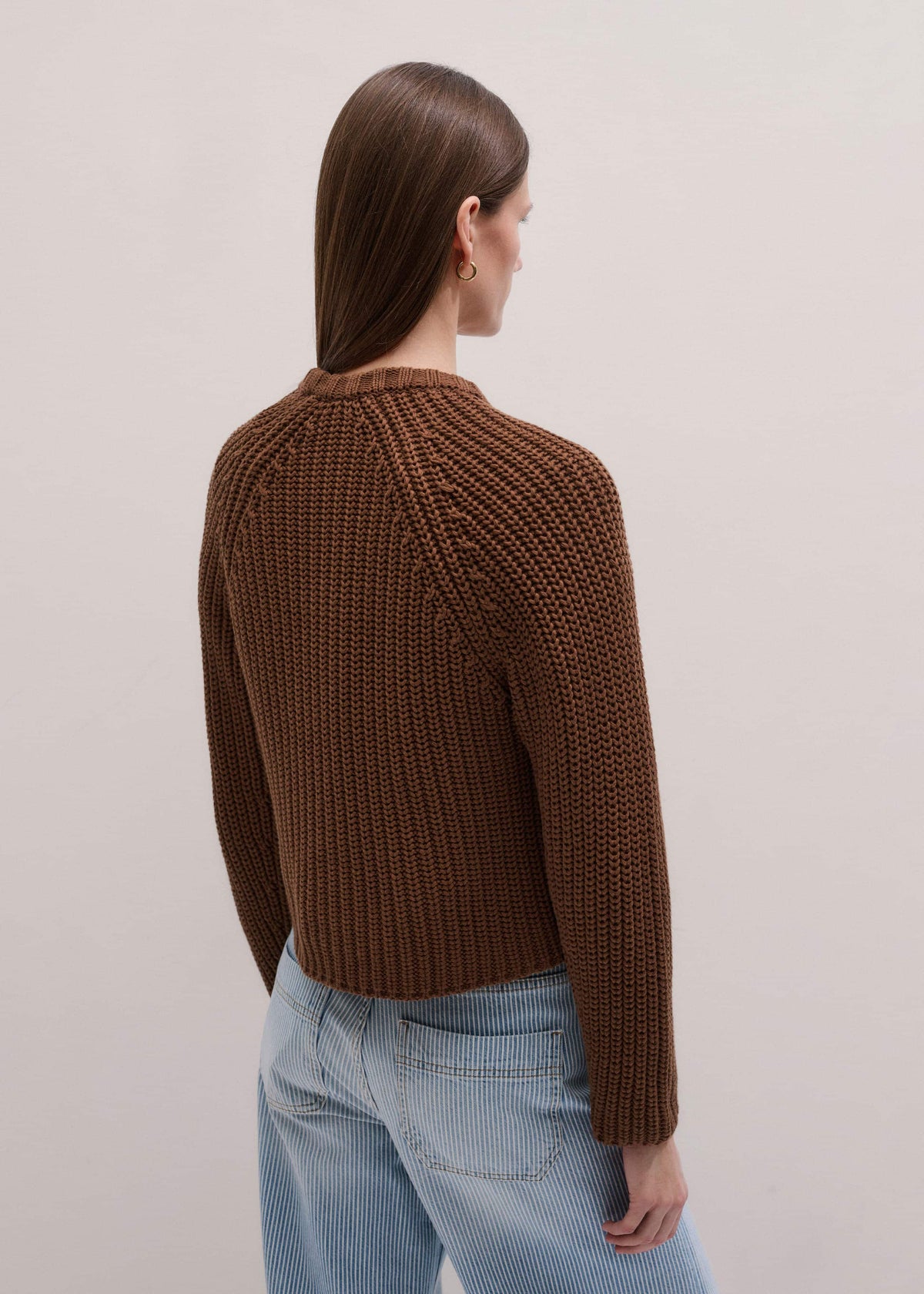 ME+EM Clothing Brown Chunky Cotton Raglan Sweater