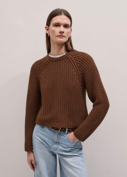 ME+EM Clothing Brown Chunky Cotton Raglan Sweater