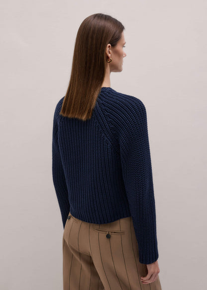 ME+EM Clothing Navy Chunky Cotton Raglan Sweater
