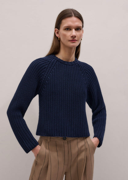 ME+EM Clothing Navy Chunky Cotton Raglan Sweater
