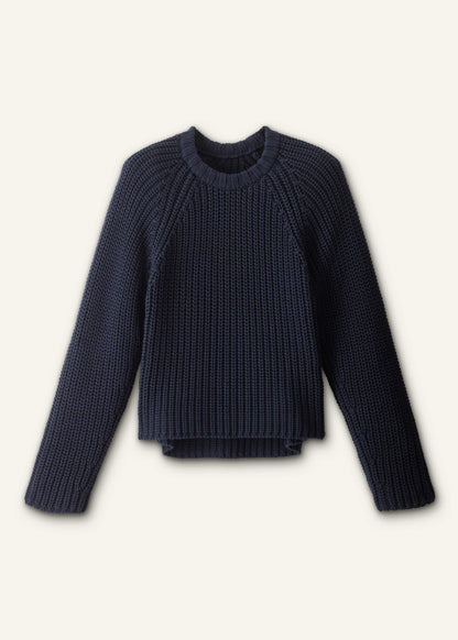 ME+EM Clothing Navy Chunky Cotton Raglan Sweater