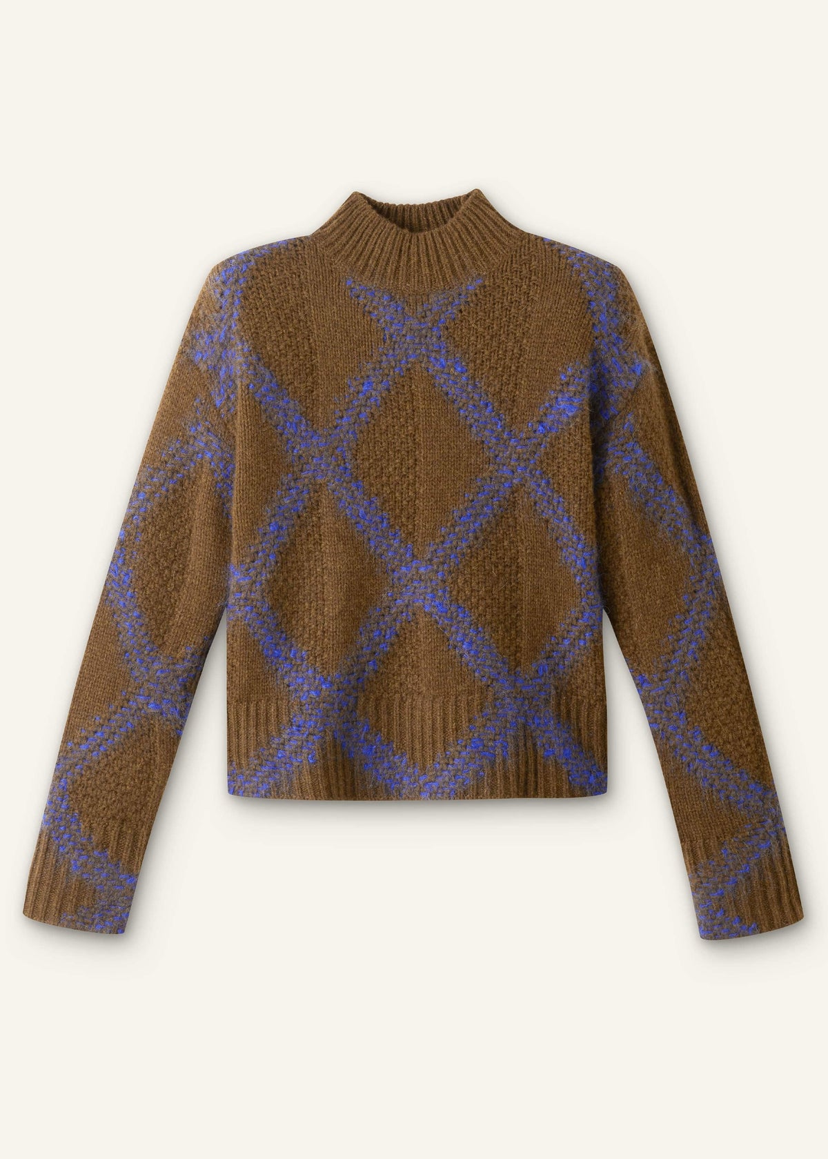 ME+EM Clothing Green Merino Statement Textured Argyle Sweater