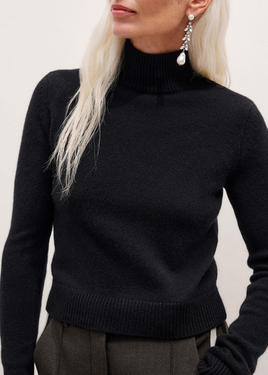 ME+EM Clothing Black High Neck Crop Sweater