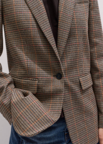 ME+EM Clothing Brown Check Sharp Shoulder Blazer