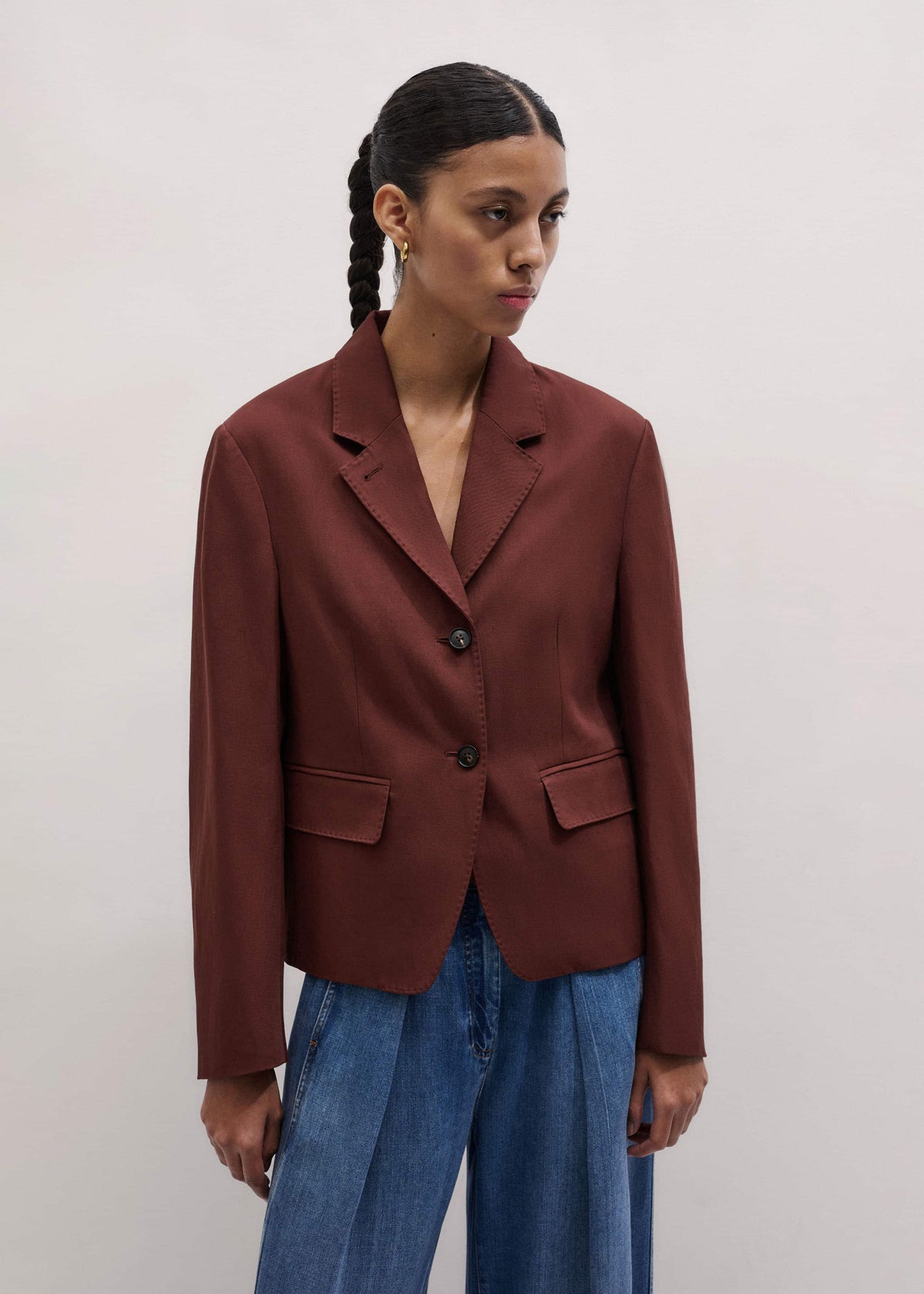ME+EM Clothing Cinnamon Brown Oversized Short Blazer