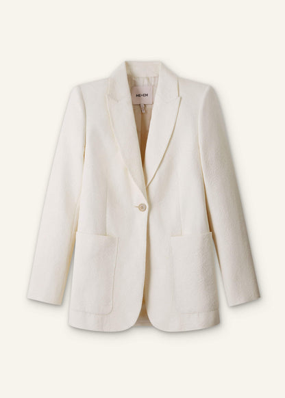 ME+EM Clothing Ivory Luxe Jacquard Sharp Shoulder Blazer