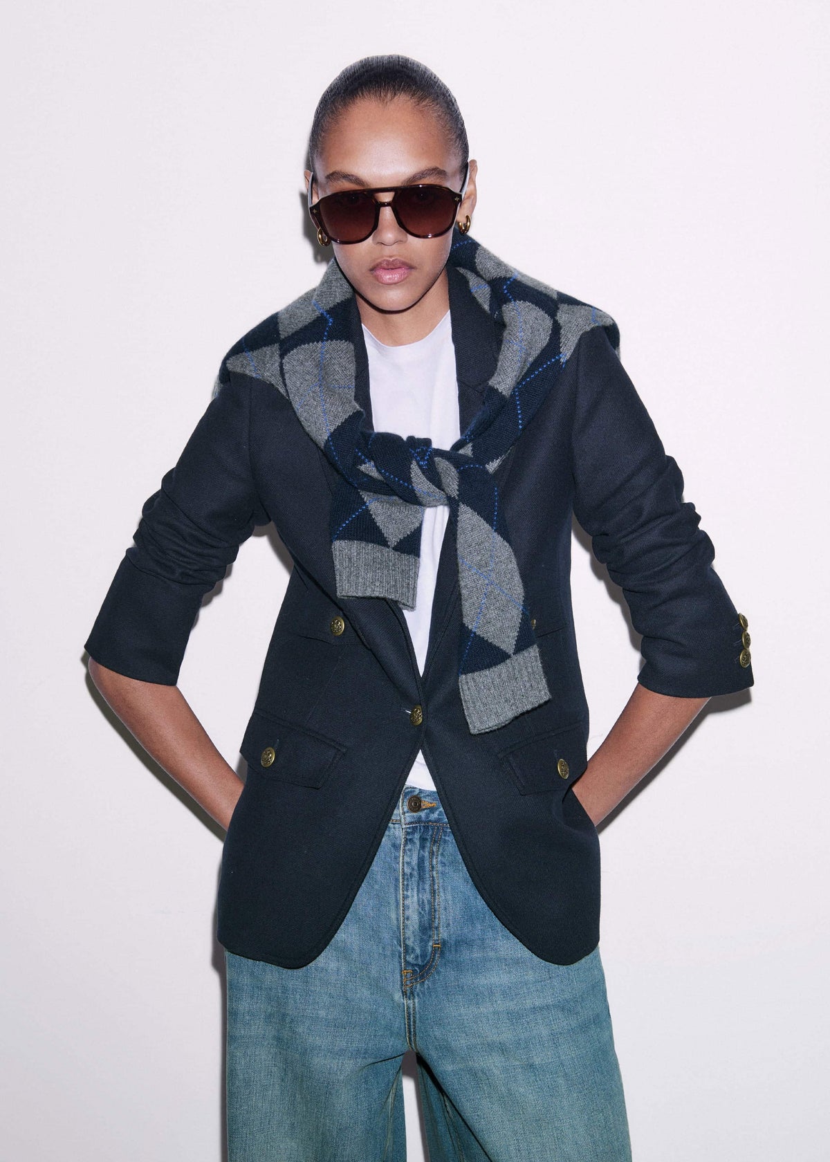 ME+EM Clothing Navy Sharp Shoulder Blazer