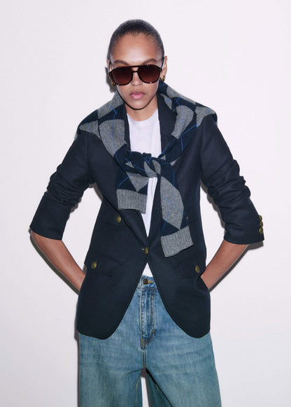 ME+EM Clothing Navy Sharp Shoulder Blazer