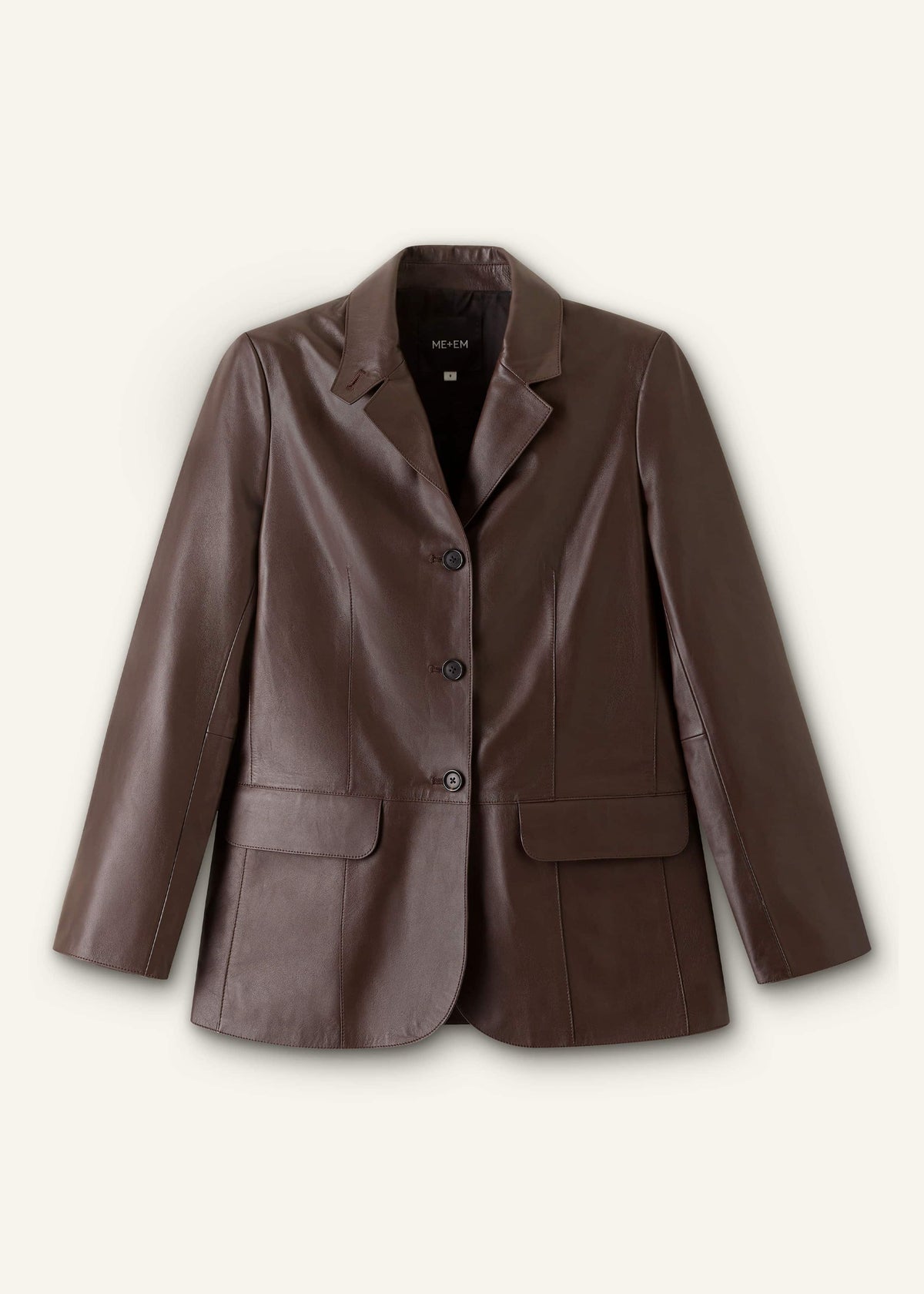 ME+EM Clothing Brown Leather Luxe Relaxed Boyfriend Blazer
