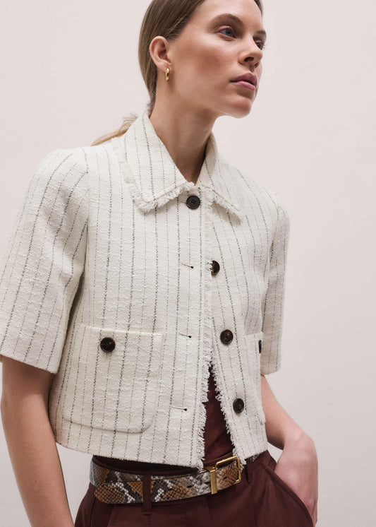 ME+EM Clothing Ivory Stripe Crop Jacket
