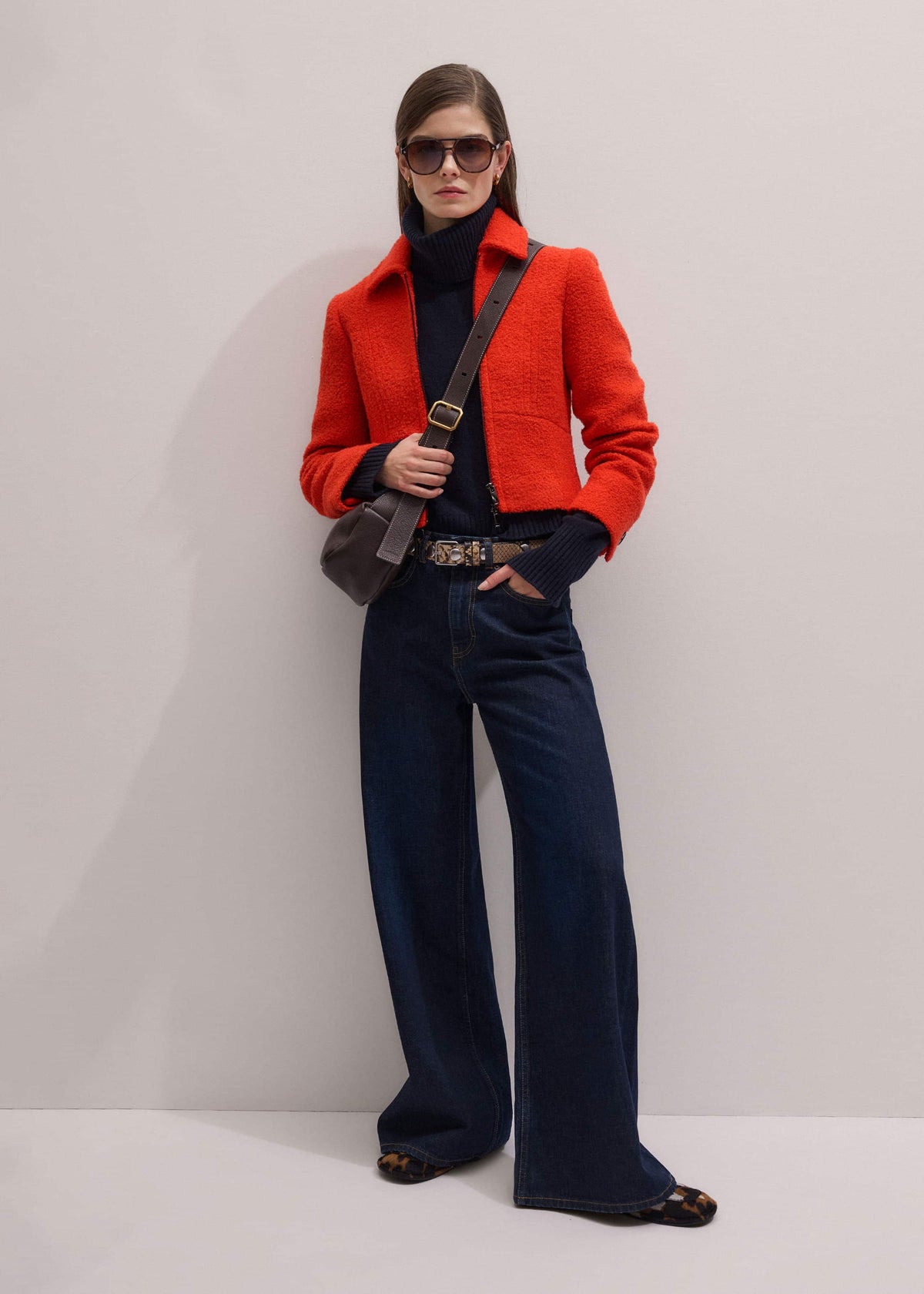 ME+EM Clothing Orange Cropped Bouclé Jacket