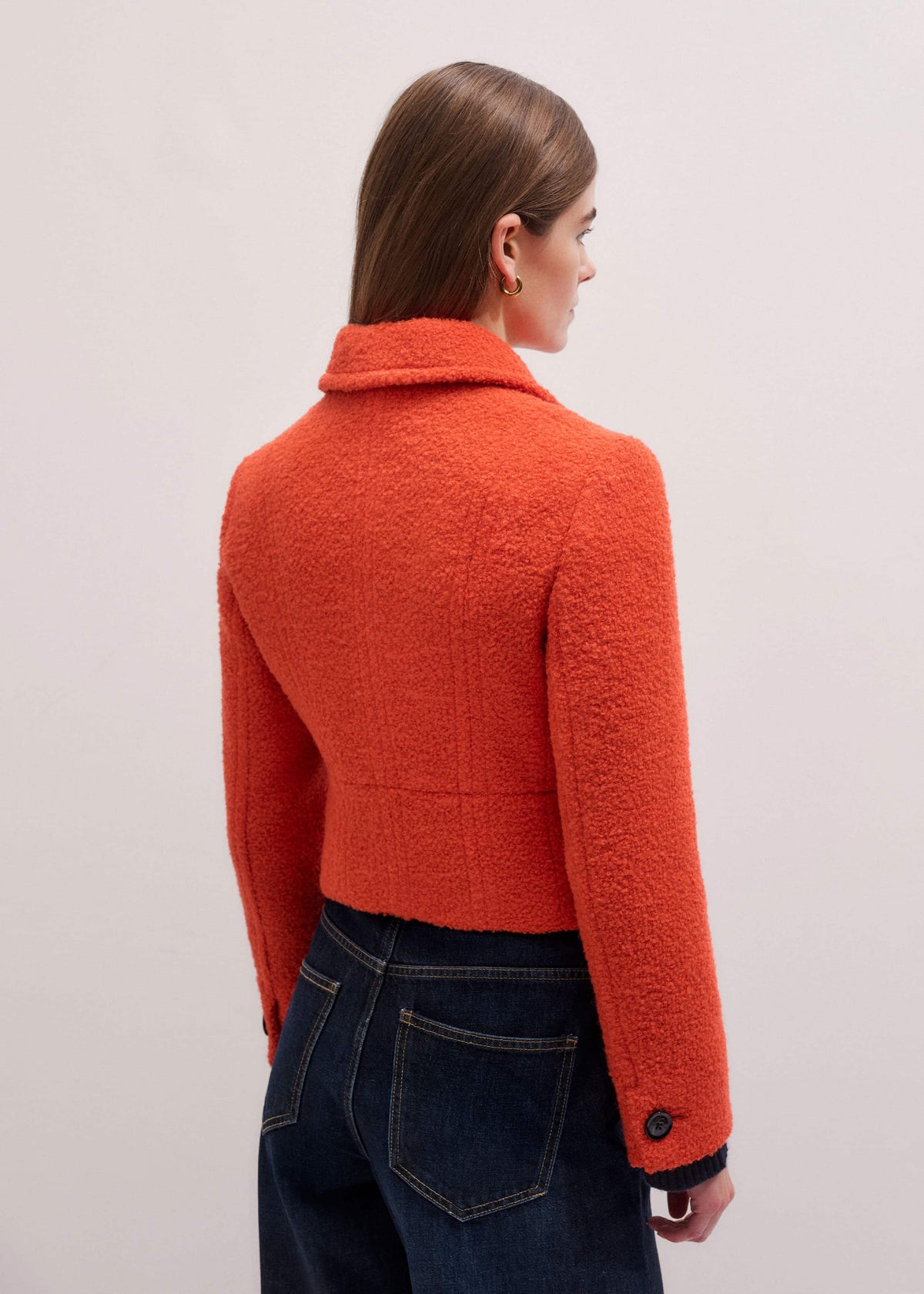 ME+EM Clothing Orange Cropped Bouclé Jacket