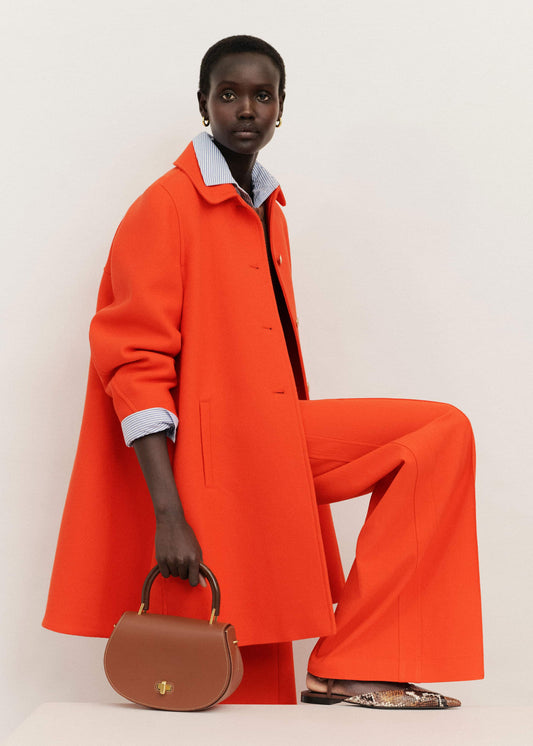 ME+EM Clothing Orange Sculptural Sleeve Swing Coat